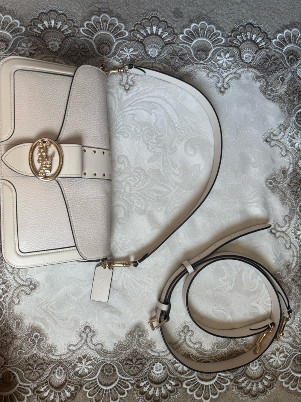 Coach Georgie Shoulder Bag With Rivets Gold/Chalk - Picture 7 of 12